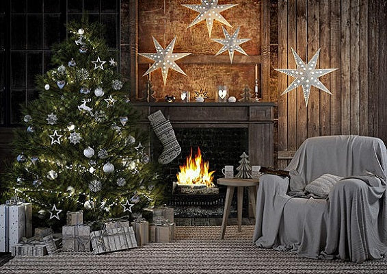 Christmas Stockings Fireplace Backdrop for Pictures LV-994 – Dbackdrop