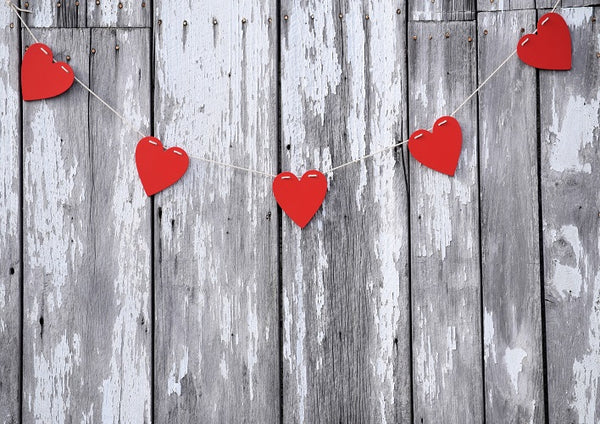 Valentine's Day wooden backdrop red love heart for sale - whosedrop