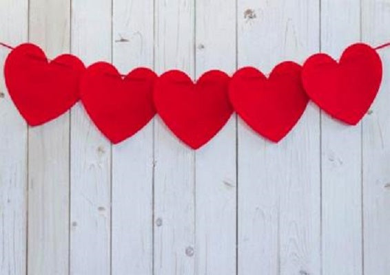 Background with white styrofoam hearts on a red backdrop 6401366